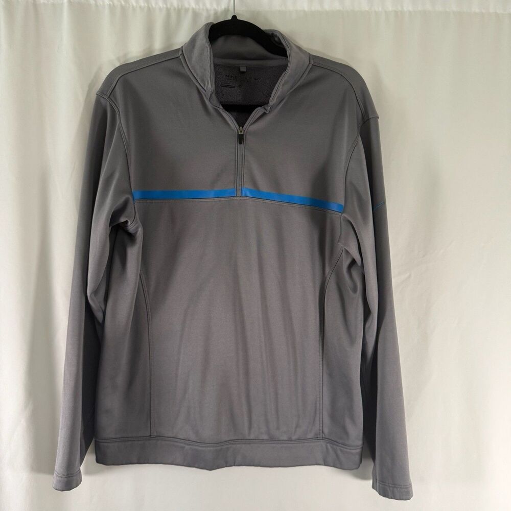 Nike Golf Jacket Men Small Grey 1/4 Zip Tour Performance Fleece Lined Therma Fit